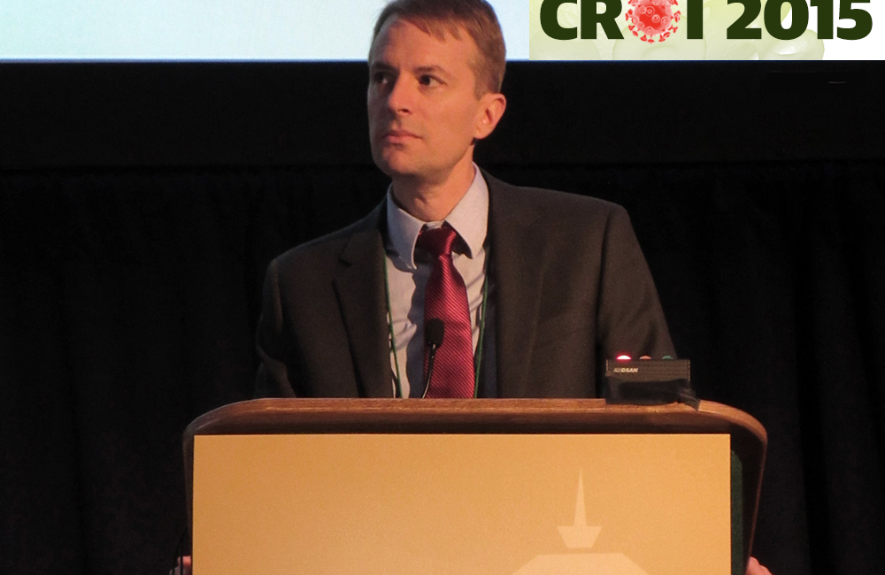 David Wyles presenting at CROI 2015. Photo by Liz Highleyman, hivandhepatitis.com