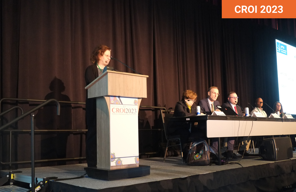 Dr Susan Eshleman presenting at CROI 2023. Photo by Roger Pebody. Dr Susan Eshleman presenting at CROI 2023.